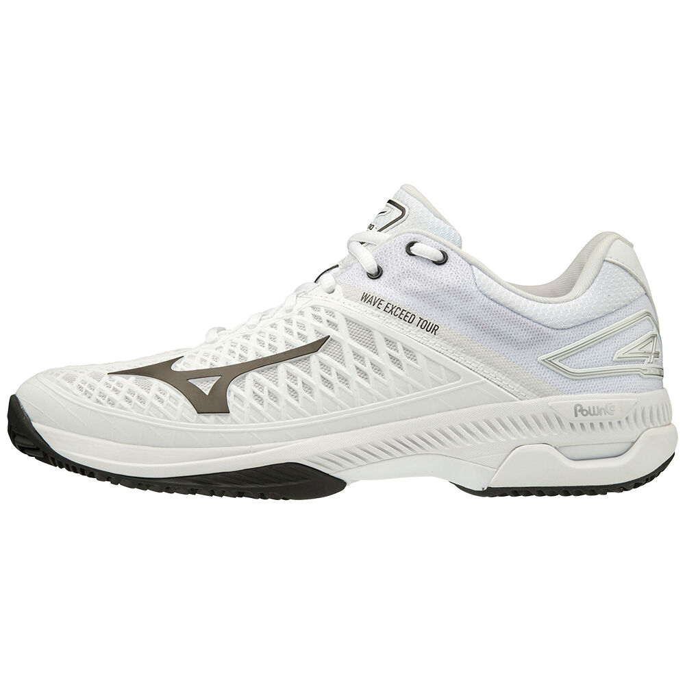 Scarpe Tennis Mizuno Wave Exceed Tour 4 CC Uomo - Bianche/Nere - 94103-AIVO